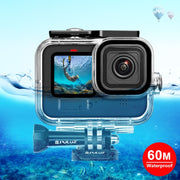 PULUZ for GoPro Hero11 Black / HERO10 Black / HERO9 Black 60m Water-resistant Housing Protective Case with Buckle Basic Mount & Screw