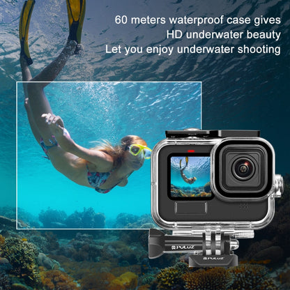 PULUZ for GoPro Hero11 Black / HERO10 Black / HERO9 Black 60m Waterproof Housing Protective Case with Buckle Basic Mount & Screw - Waterproof Cases by PULUZ | Online Shopping South Africa | PMC Jewellery