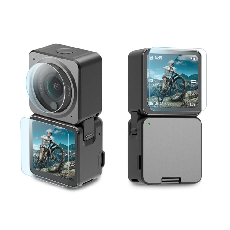 PULUZ 3 in 1 Lens + Front and Back LCD Display 9H 2.5D Tempered Glass Film for DJI Action 2 - Protective Film & Stickers by PULUZ | Online Shopping South Africa | PMC Jewellery | Buy Now Pay Later Mobicred