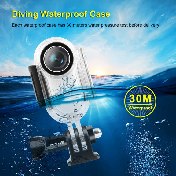 PULUZ 30m Underwater Water-resistant Housing Protective Case for Insta360 GO 2, with Base Adapter & Screw(Transparent)