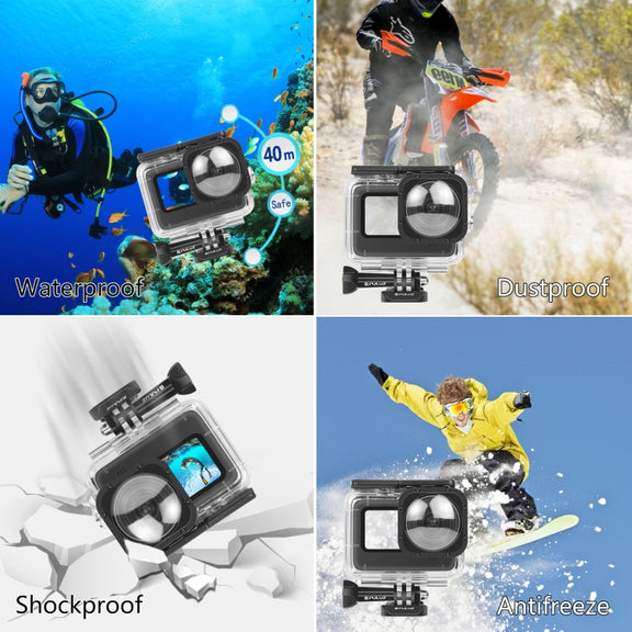 PULUZ 40m Water-resistant Housing Protective Case with Buckle Basic Mount & Screw for GoPro HERO12 Black /11 Black /11 Black Mini /10 Black /9 Black Max Lens Mod(Transparent)