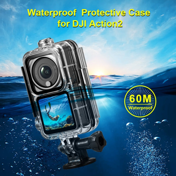 PULUZ 60m Water-resistant Housing Diving Case for DJI Action 2 Camera Unit / Action 2 Power Combo / Action 2 Dual-Screen Combo(Transparent)