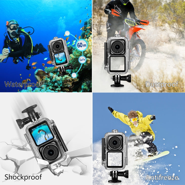 PULUZ 60m Water-resistant Housing Diving Case for DJI Action 2 Camera Unit / Action 2 Power Combo / Action 2 Dual-Screen Combo(Transparent)
