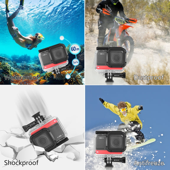 PULUZ 60m Underwater Depth Diving Case Water-resistant Camera Housing for Insta360 One RS 4K Edition(Transparent)
