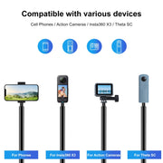 PULUZ 3m Metal Selfie Stick Monopod  for Insta360 One RS / X2 / X3 (Black)