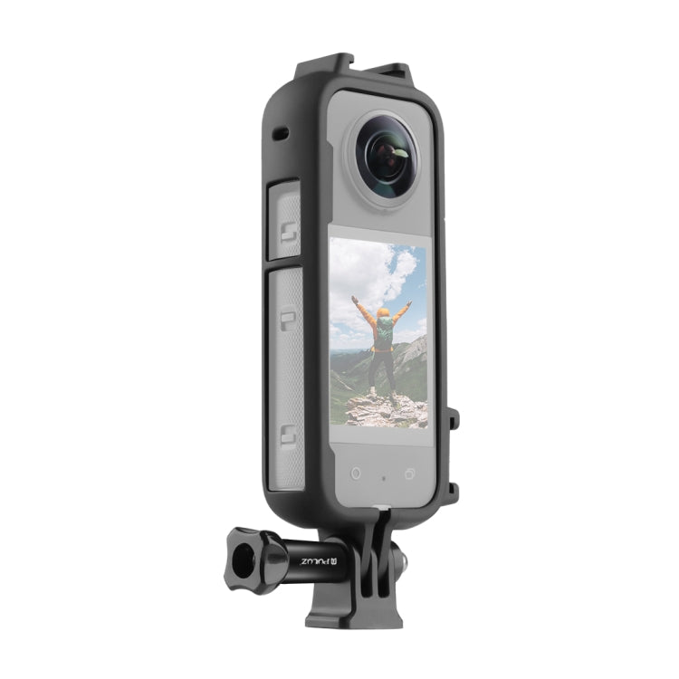 For Insta360 X3 PULUZ Cold Shoe PC Plastic Protective Frame with Adapter Mount & Screw(Black) - Mount & Holder by PULUZ | Online Shopping South Africa | PMC TechLife
