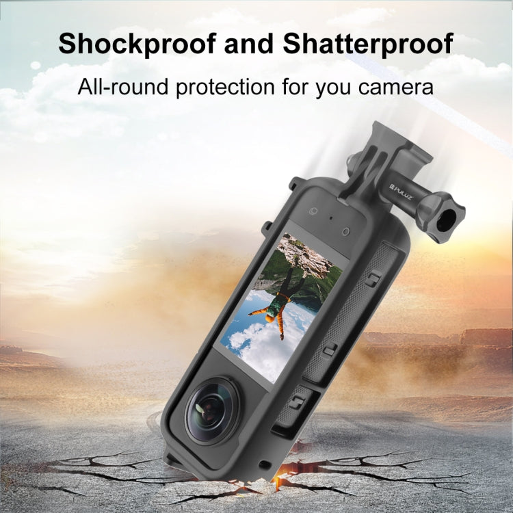 For Insta360 X3 PULUZ Cold Shoe PC Plastic Protective Frame with Adapter Mount & Screw(Black)