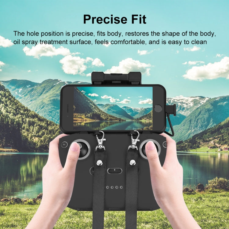 PULUZ Shockproof Anti-scratch Silicone Case with Neck Strap For DJI Mini 3 / 3 Pro / Mavic 3 / Air 2S / Mini 2 Remote Control (Black)