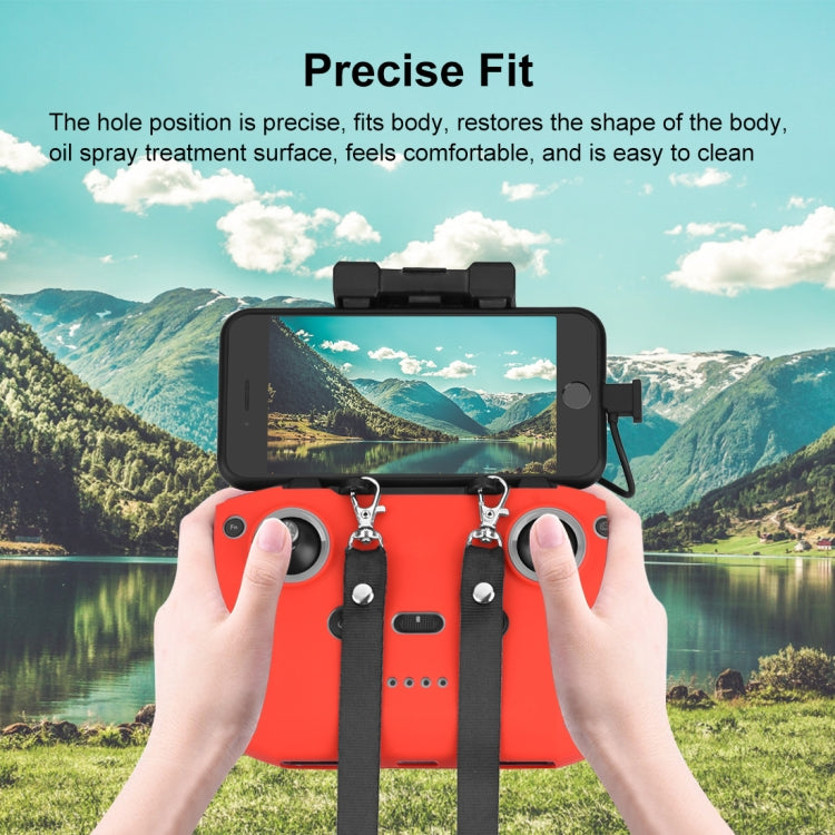 PULUZ Shockproof Anti-scratch Silicone Case with Neck Strap For DJI Mini 3 / 3 Pro / Mavic 3 / Air 2S / Mini 2 Remote Control(Red)