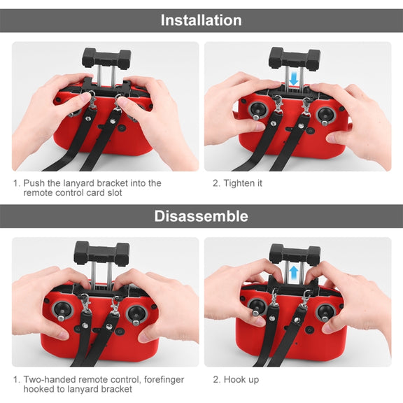 PULUZ Shockproof Anti-scratch Silicone Case with Neck Strap For DJI Mini 3 / 3 Pro / Mavic 3 / Air 2S / Mini 2 Remote Control(Red)