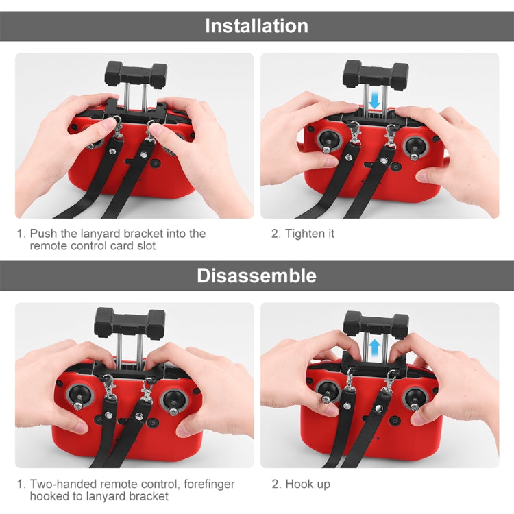 PULUZ Shockproof Anti-scratch Silicone Case with Neck Strap For DJI Mini 3 / 3 Pro / Mavic 3 / Air 2S / Mini 2 Remote Control(Red)