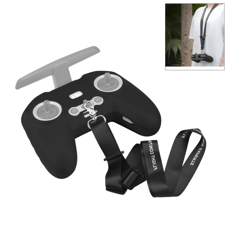 For DJI FPV Combo Remote Control PULUZ Silicone Protective Case with Neck Strap(Black) - free shipping - PMC Jewellery - Order now!