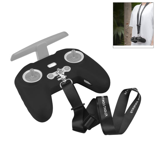 For DJI FPV Combo Remote Control PULUZ Silicone Protective Case with Neck Strap(Black) - free shipping - PMC Jewellery - Order now!