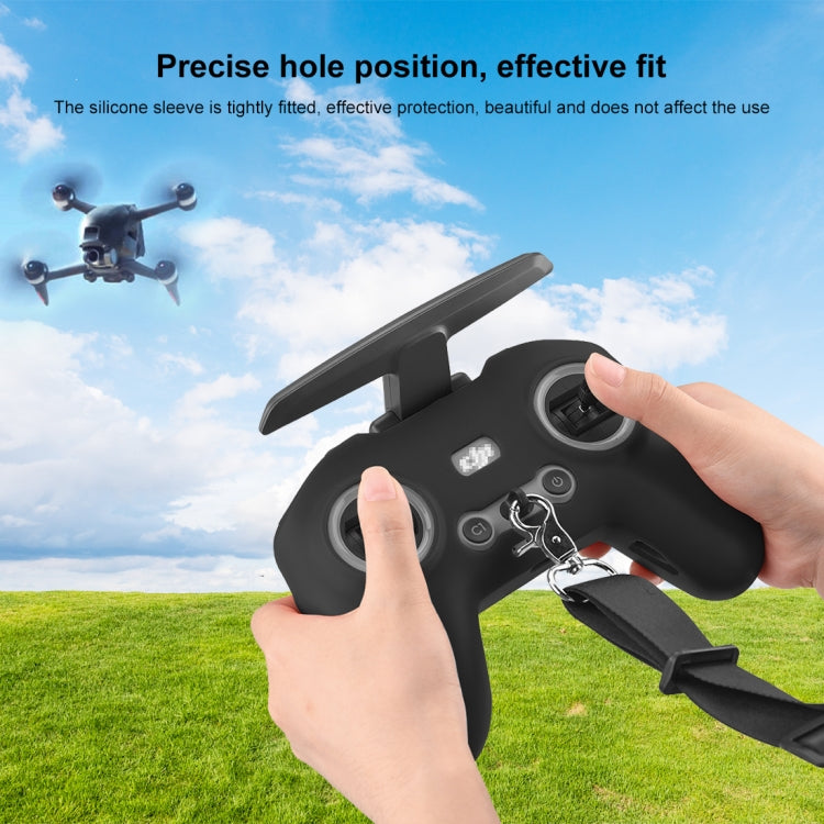 For DJI FPV Combo Remote Control PULUZ Silicone Protective Case with Neck Strap(Black) - free shipping - PMC Jewellery - Order now!