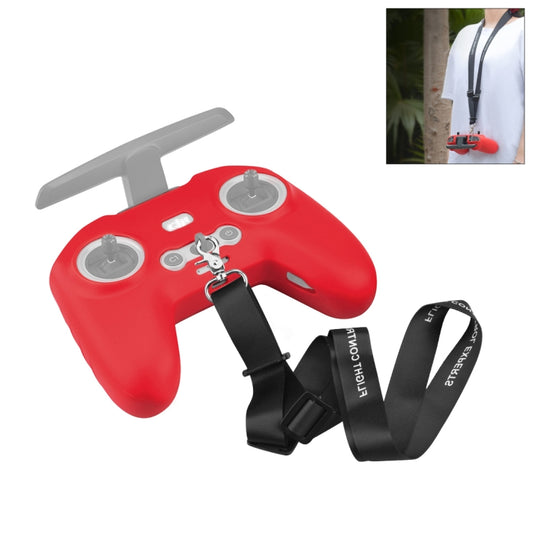 For DJI FPV Combo Remote Control PULUZ Silicone Protective Case with Neck Strap(Red) - Cases & Bags by PULUZ | Online Shopping South Africa | PMC Jewellery | Buy Now Pay Later Mobicred