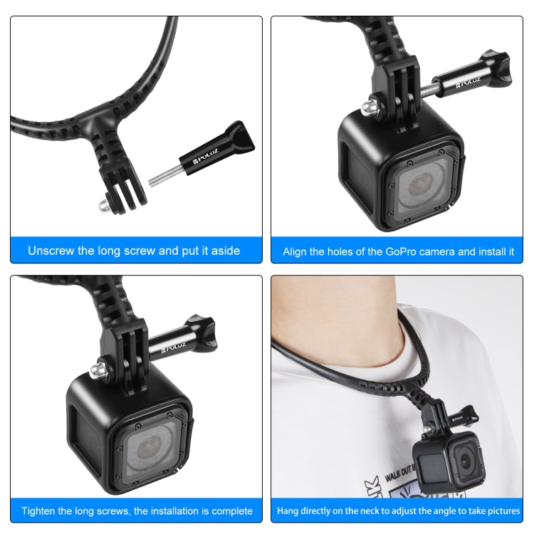 PULUZ Lazy Adjustable Neck Bracket for GoPro Action Cameras (Black) - Holder by PULUZ | Online Shopping South Africa | PMC Jewellery | Buy Now Pay Later Mobicred