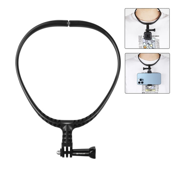 PULUZ Lazy Adjustable Neck Bracket for GoPro Action Cameras (Black)