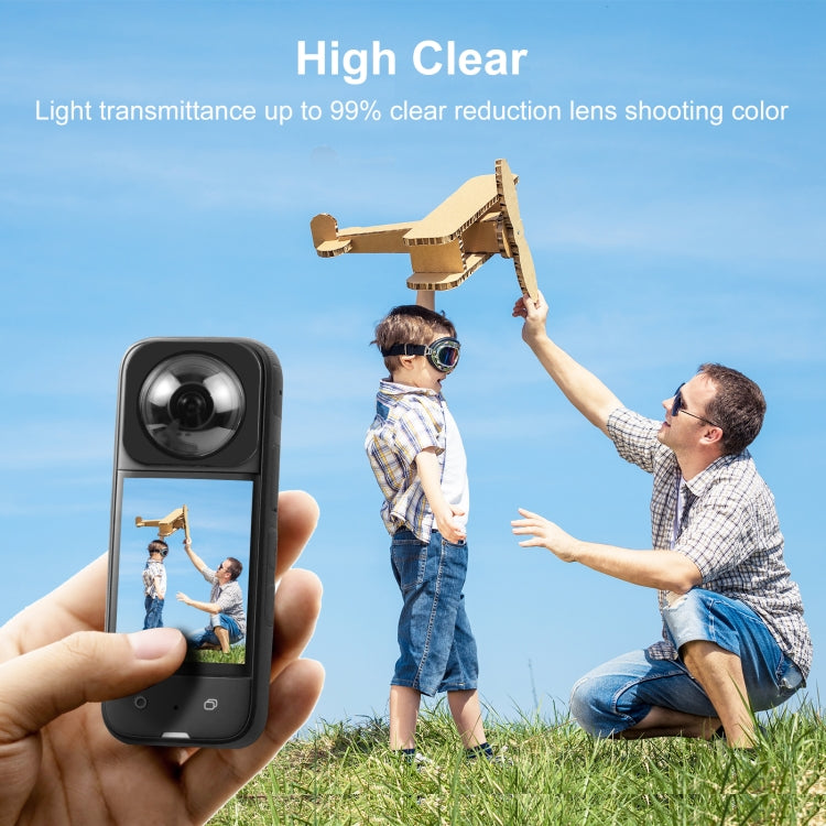 For Insta360 X3 PULUZ Lens Guard Optical Glass Protective Cover (Black) - free shipping - PMC Jewellery - Order now!