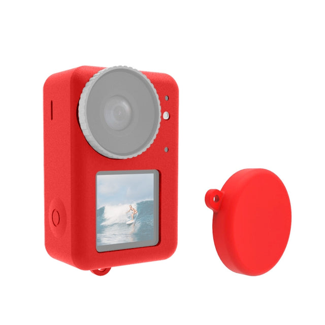 For DJI Osmo Action 4 / 3 PULUZ Silicone Protective Case with Lens Cap (Red)