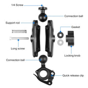 PULUZ Motorcycle O-Clip Quick Release Clamp Handlebar Fixed Mount Holder for GoPro and Other Action Cameras(Black)
