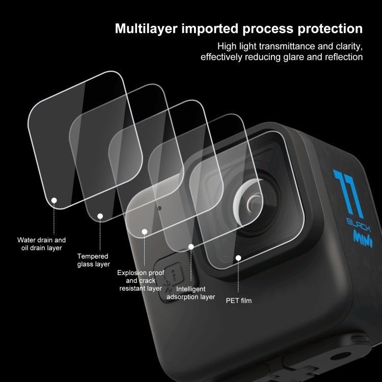 For GoPro Hero11 Black Mini PULUZ 2pcs Lens Tempered Glass Film(Transparent) - free shipping - PMC TechLife - Order now!