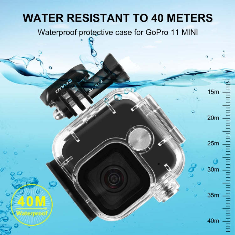 For GoPro Hero11 Black Mini PULUZ 40m Waterproof Housing Protective Case with Buckle Basic Mount & Screw (Transparent) - Waterproof Cases by PULUZ | Online Shopping South Africa | PMC TechLife | Buy Now Pay Later Mobicred
