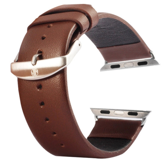 Kakapi for Apple Watch 42mm Subtle Texture Brushed Buckle Genuine Leather Watch Band with Connector(Coffee) - free shipping - PMC Jewellery - Order now!