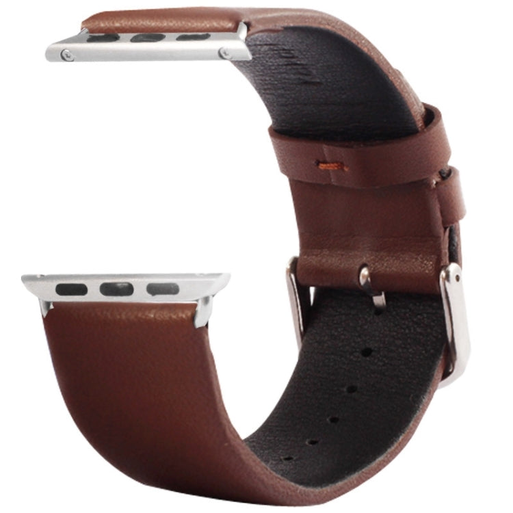 Kakapi for Apple Watch 42mm Subtle Texture Brushed Buckle Genuine Leather Watch Band with Connector(Coffee) - free shipping - PMC Jewellery - Order now!