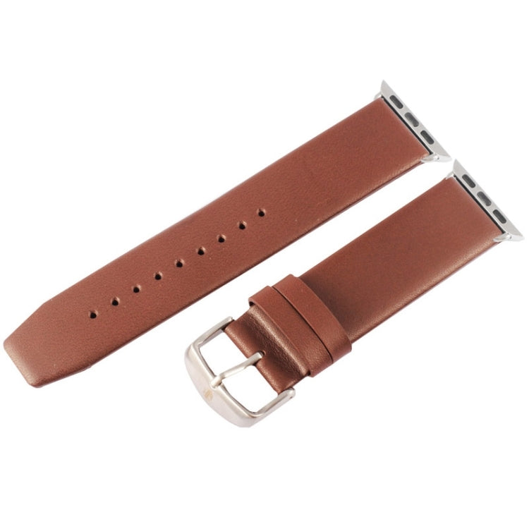 Kakapi for Apple Watch 42mm Subtle Texture Brushed Buckle Genuine Leather Watch Band with Connector(Coffee) - free shipping - PMC Jewellery - Order now!