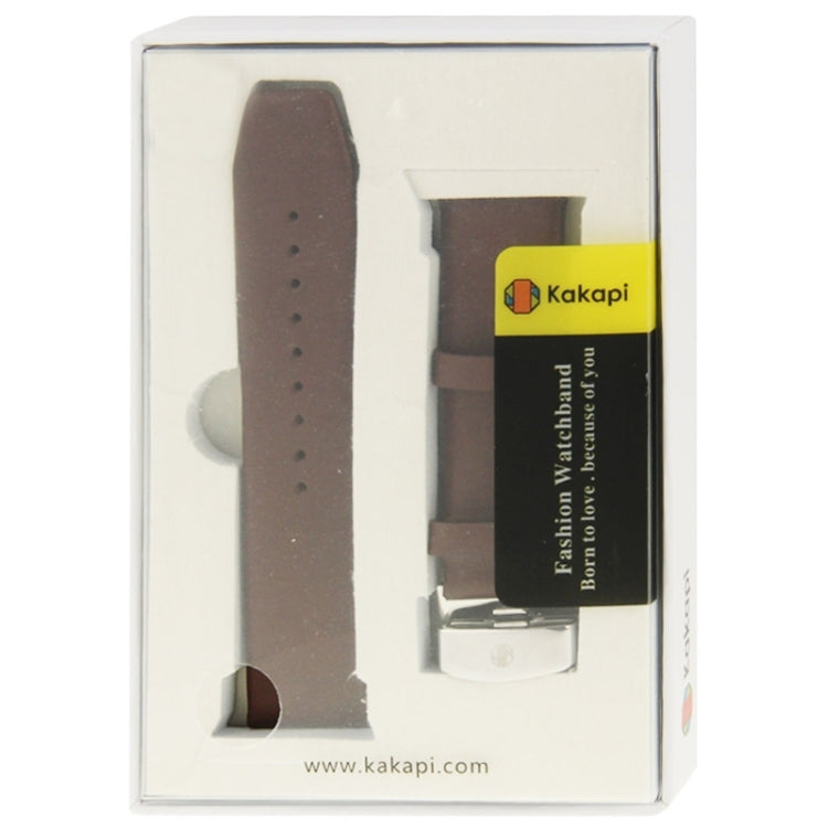 Kakapi for Apple Watch 42mm Subtle Texture Brushed Buckle Genuine Leather Watch Band with Connector(Coffee) - free shipping - PMC Jewellery - Order now!
