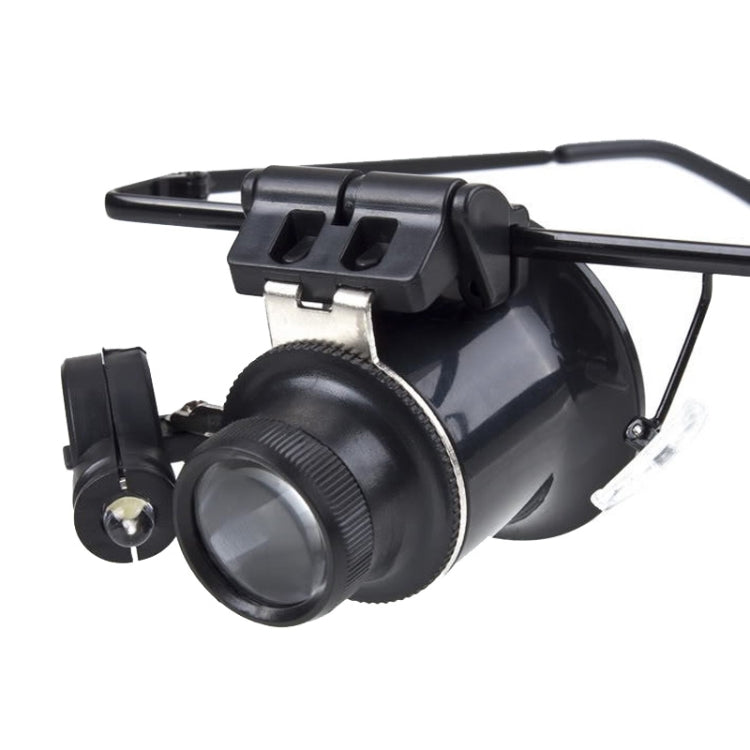 20X Glasses Type Watch Repair Loupe Magnifier with LED Light(Black)