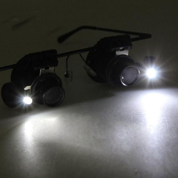 20X Glasses Type Watch Repair Loupe Magnifier with LED Light(Black)