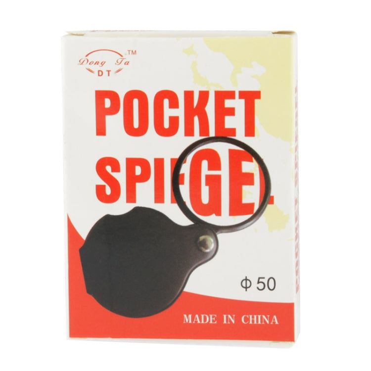 10 PCS 5X 50mm Magnifier Pocket Folding Magnifying Glass Loupe Pocket Spiegel(Black)