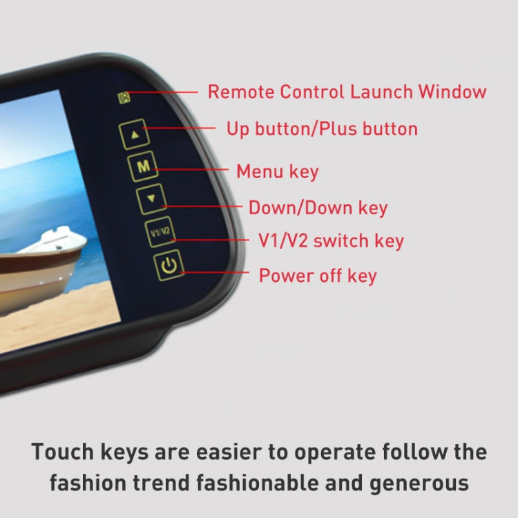 7 inch Rear View TFT-LCD Color Car Monitor , Support Reverse Automatic Screen Function