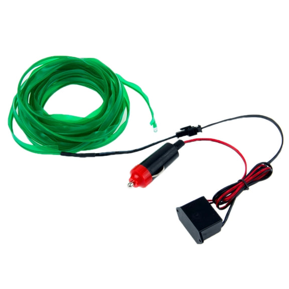 EL Cold Green Light Water-resistant Flat Flexible Car Strip Light with Driver for Car Decoration, Length: 5m(Green)