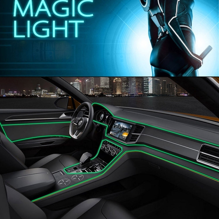 EL Cold Green Light Water-resistant Flat Flexible Car Strip Light with Driver for Car Decoration, Length: 5m(Green)
