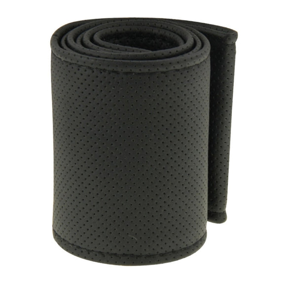 PU Leather Steering Wheel Cover With Needle and Thread, Size: 54x10.5cm (Black)