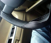 PU Leather Steering Wheel Cover With Needle and Thread, Size: 54x10.5cm (Black)
