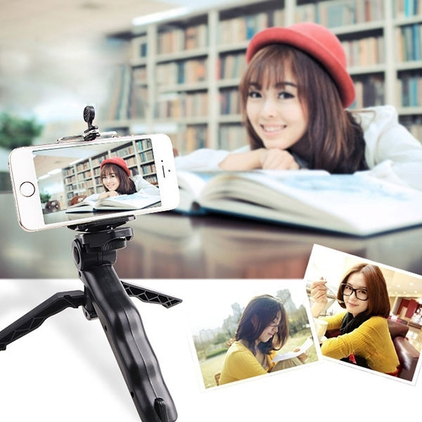 Portable Hand Grip / Mini Tripod Stand Steadicam Curve with Straight Clip for GoPro HERO 4 / 3 / 3+ / SJ4000 / SJ5000 / SJ6000 Sports DV / Digital Camera /  iPhone , Galaxy and other Mobile Phone(Black)