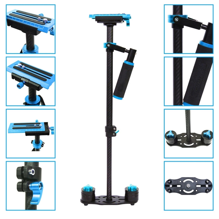 YELANGU 38.5-61cm Carbon Fiber Handheld Stabilizer for DSLR & DV Digital Video & Cameras, Capacity Range 0.5-3kg(Blue) - free shipping - PMC Jewellery - Order now!