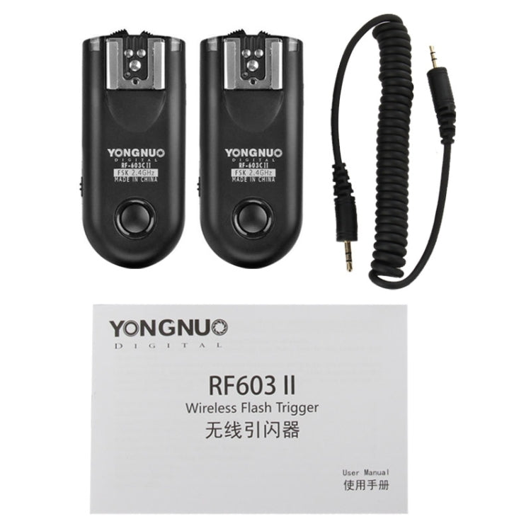 2 PCS YONGNUO RF603C II FSK 2.4GHz Wireless Flash Trigger with C1 Shutter Connecting Cable - free shipping - PMC Jewellery - Order now!