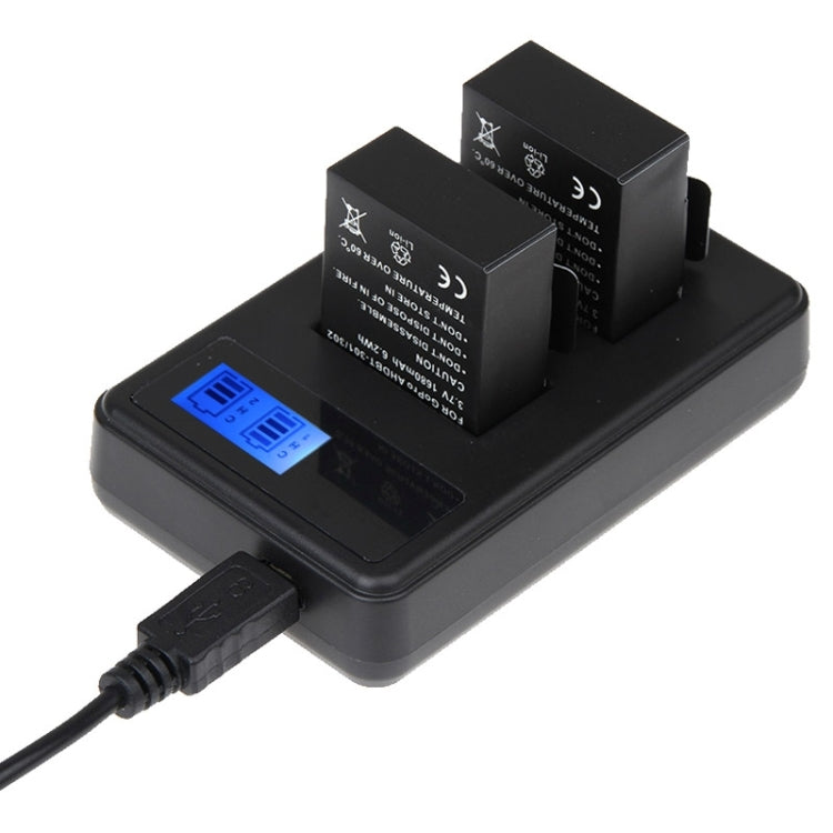 GP158-B LCD Screen Dual Batteries Charger for GoPro HERO3+ /3 (AHDBT-301, AHDBT-302), Displays Charging Capacity - Charger by PMC TechLife | Online Shopping South Africa | PMC TechLife