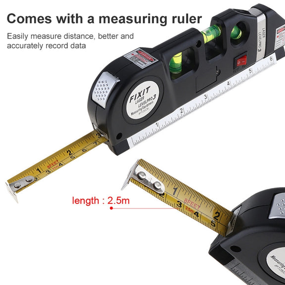 Laser Level with Tape Measure Pro 3 (250cm), LV-03(Black)