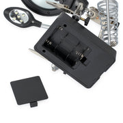 5 LED Auxiliary Clip Magnifier AC/DC Interchangeable with Soldering Stand & Two Magnifier, EU Plug(Silver)