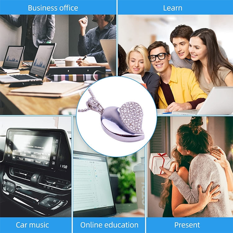 Silver Heart Shaped Diamond Jewelry USB Flash Disk, Special for Valentines Day Gifts (16GB) - USB Flash Drives by PMC TechLife | Online Shopping South Africa | PMC TechLife