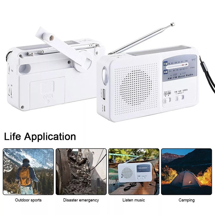 Multi-function Portable Solar / Cranked Dynamo Power LED Flashlight with AM/FM Radio & Mobile Phone Charger - Radio Player by PMC TechLife | Online Shopping South Africa | PMC TechLife