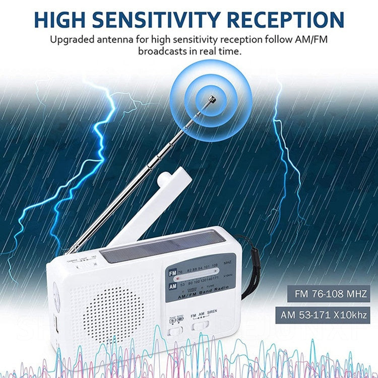 Multi-function Portable Solar / Cranked Dynamo Power LED Flashlight with AM/FM Radio & Mobile Phone Charger - Radio Player by PMC TechLife | Online Shopping South Africa | PMC TechLife