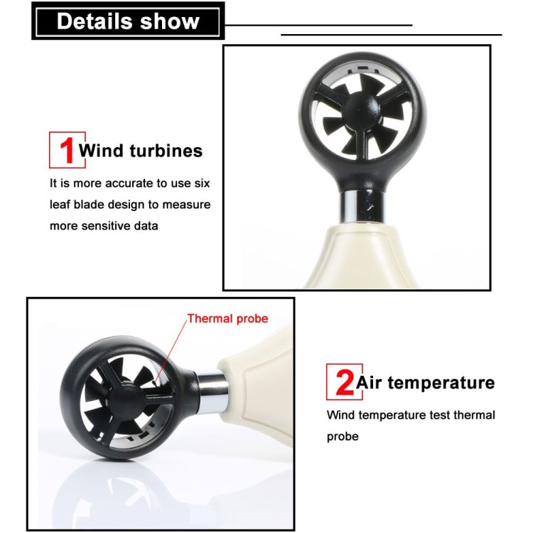 BENETECH Digital Electronic Anemometer (GM816A)(White) - Tachometers & Anemometer by BENETECH | Online Shopping South Africa | PMC Jewellery | Buy Now Pay Later Mobicred