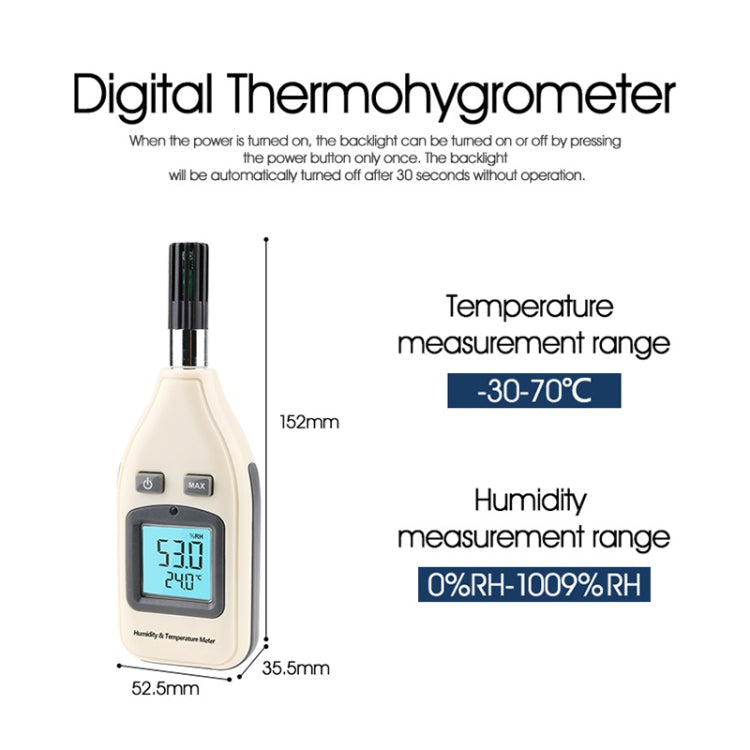 BENETECH GM1362 1.45 Inch Screen Digital Humidity & Temperature Meter(White)