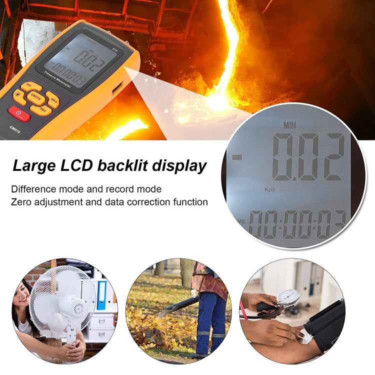 BENETECH GM510 LCD Display Pressure Manometer(Yellow) - free shipping - PMC Jewellery - Order now!